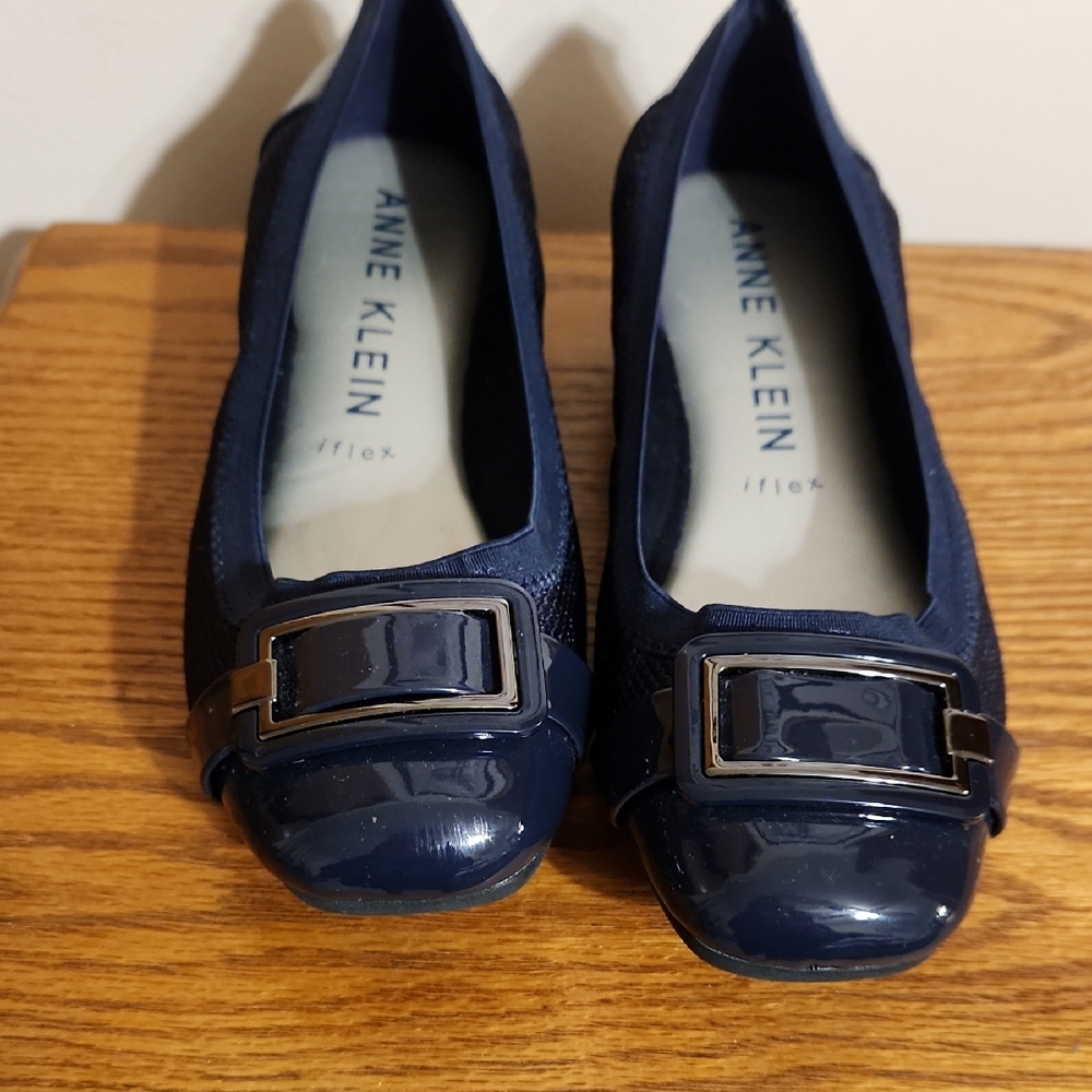 Anne Klein Dark Blue Flats with Buckle